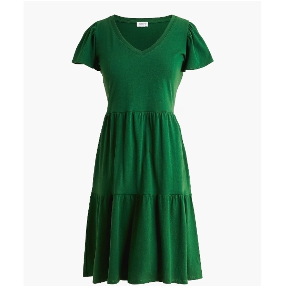 J. Crew Vibrant Green Tiered Mini Dress - NWT